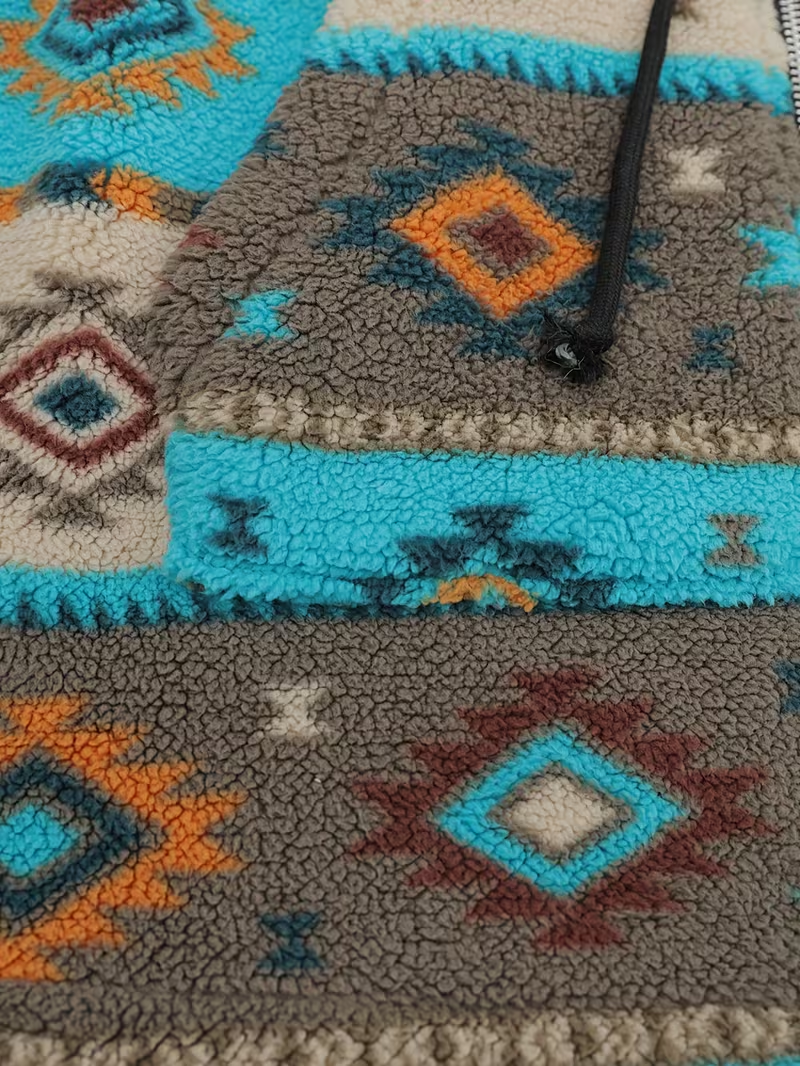 Hooded Aztec Sherpa Coat