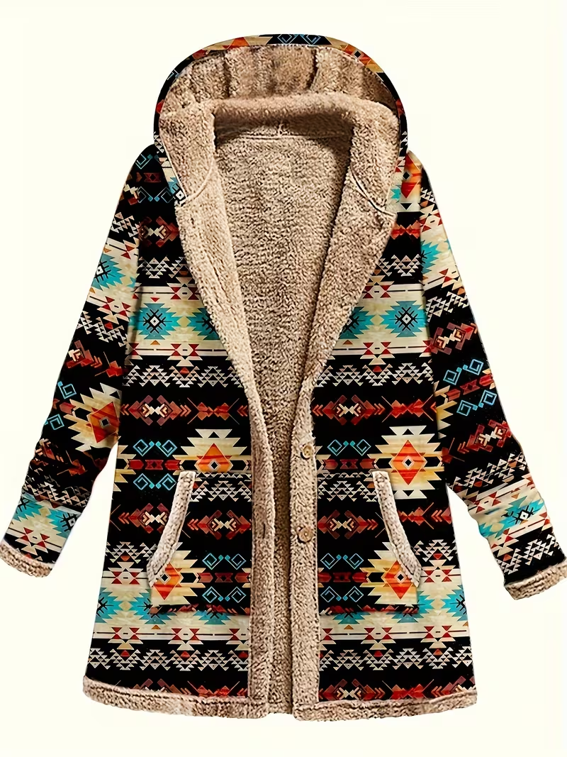Hooded Aztec Longline Cardigan