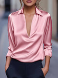 Premium V-Neck Blouse - Light Pink