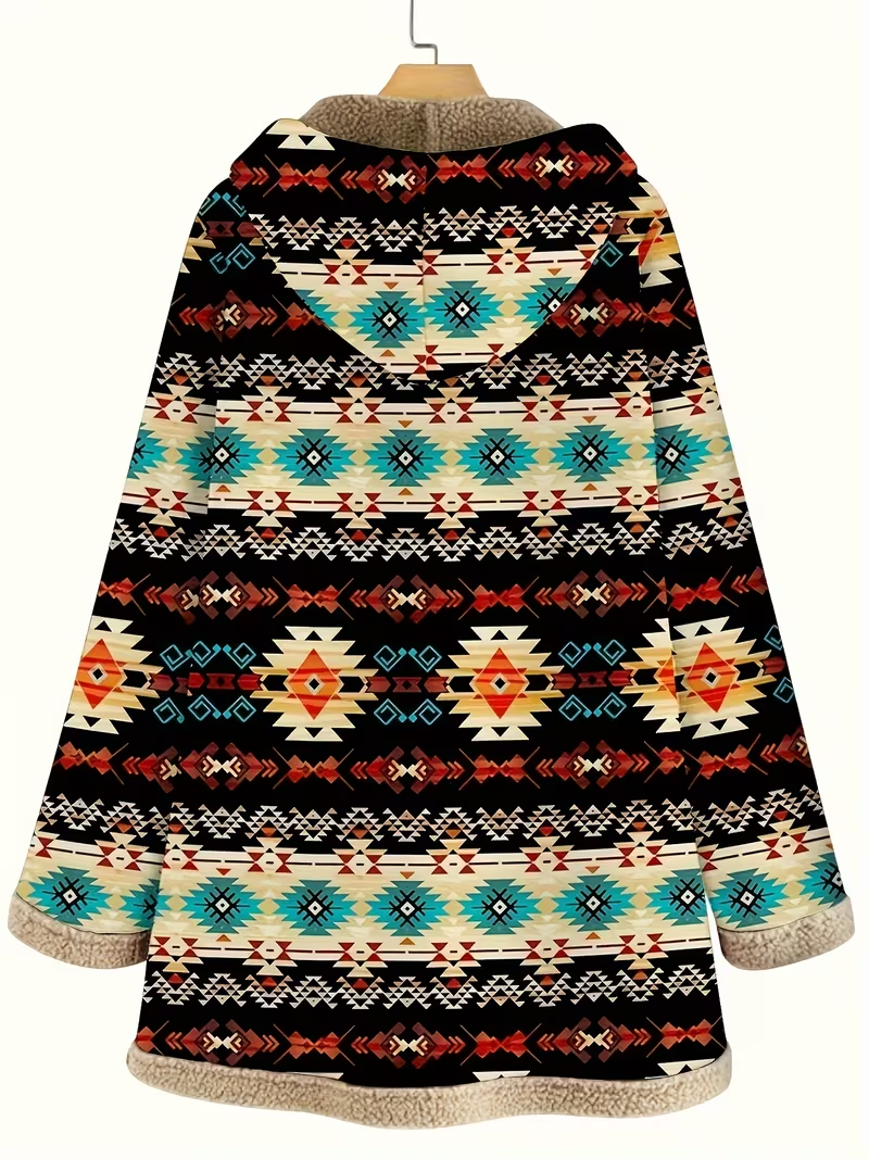 Hooded Aztec Longline Cardigan