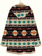Hooded Aztec Longline Cardigan