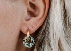 Stone Donut Hoop Earrings