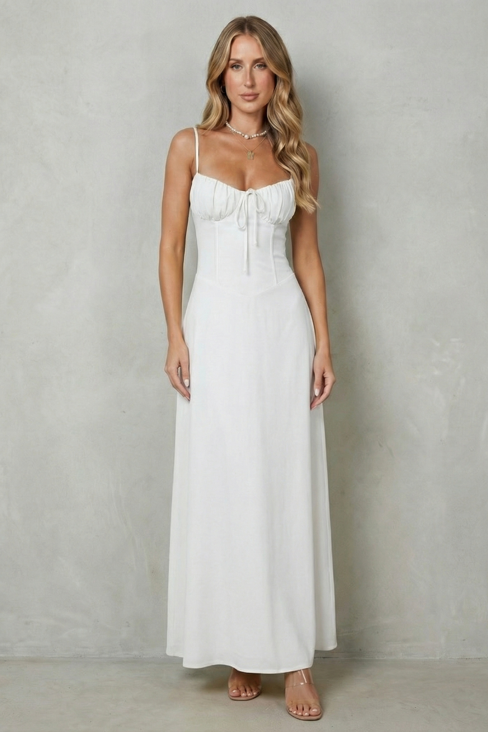 Soft Corset Charm Sleeveless Flowing Maxi Dress