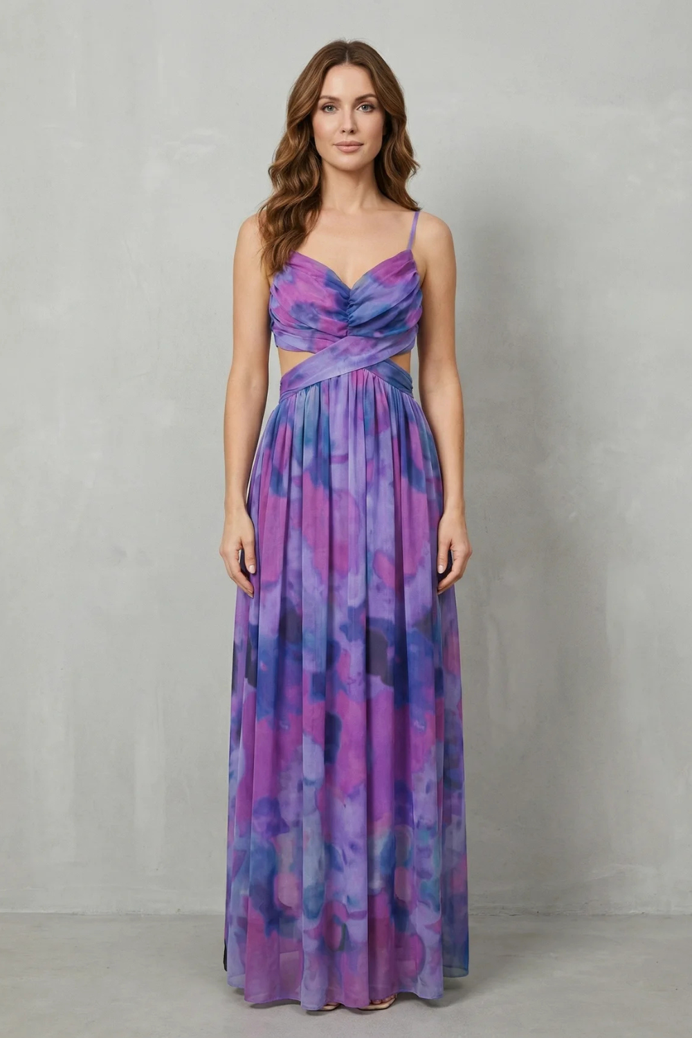 Watercolour Romance Sleeveless Maxi Dress