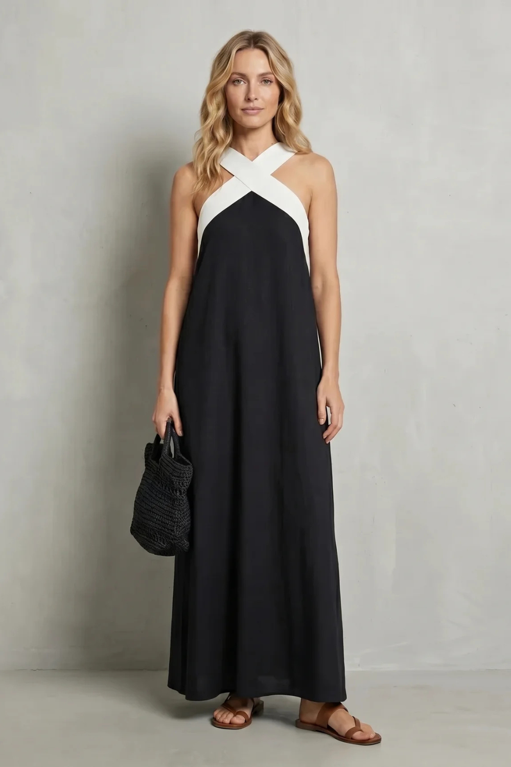 Cross-halter Elegance Maxi Dress