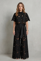Embroidered Lace Elegance Top And Skirt Set