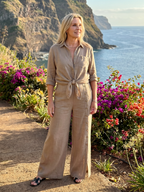 Maddelina | Long Sleeve Tie Front Top And Wide Leg Pants Set