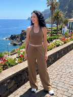 Helena | Sleeveless Scoop Neck Top And Wide Leg Pants Set
