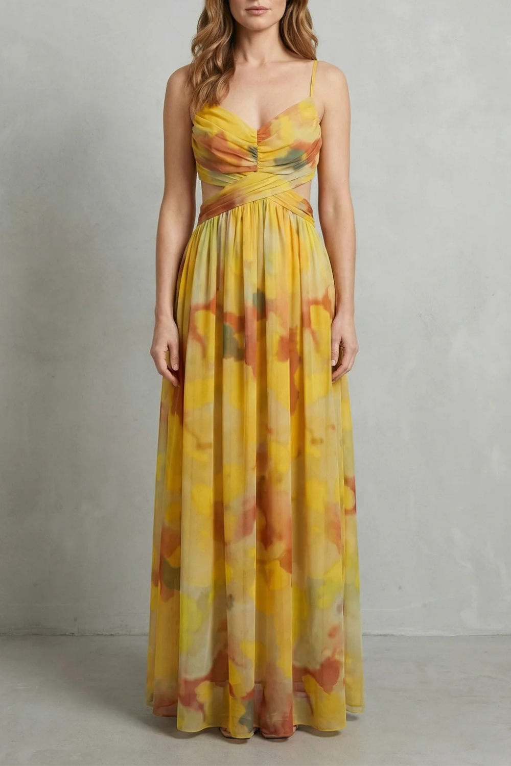 Watercolour Romance Sleeveless Maxi Dress
