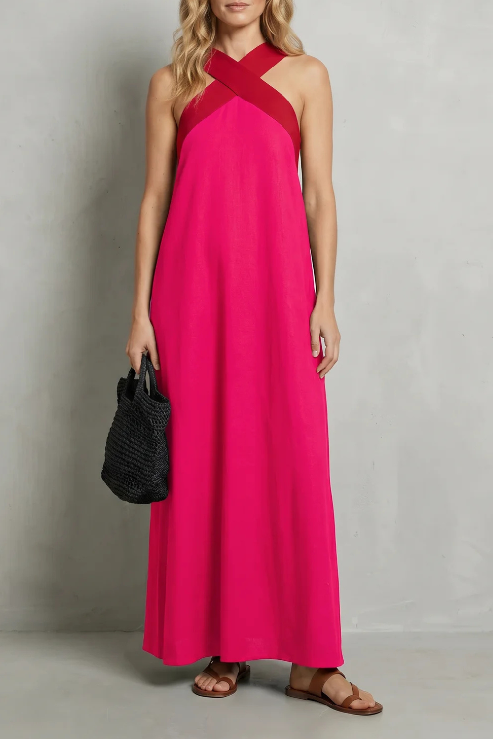 Cross-halter Elegance Maxi Dress