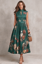 Vintage Floral Elegance Midi Dress