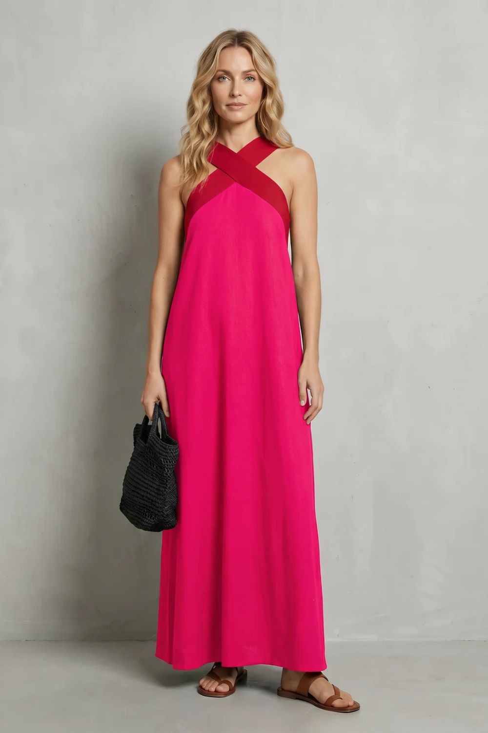 Cross-halter Elegance Maxi Dress