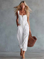 Darienne™ | Casual Retro Square Neck Front Zipper Jumpsuit