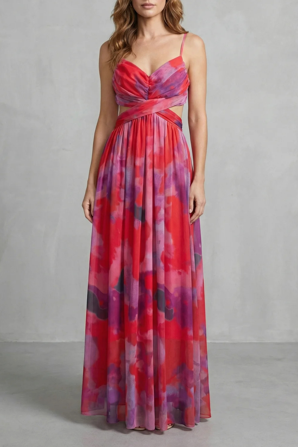 Watercolour Romance Sleeveless Maxi Dress