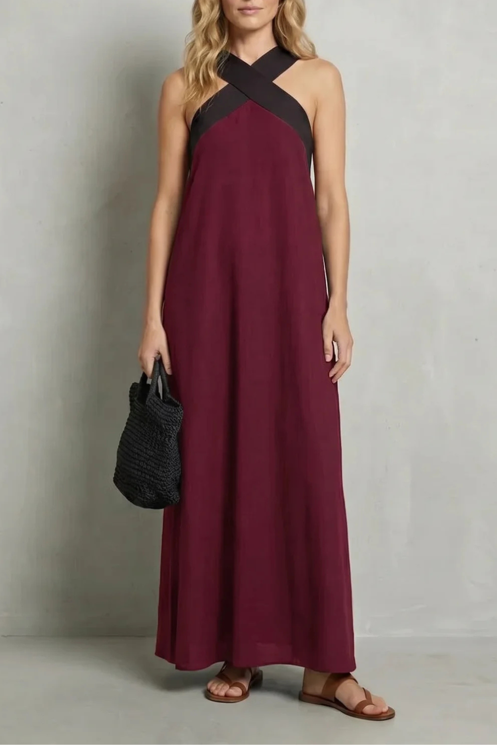Cross-halter Elegance Maxi Dress