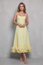 Romantic Ruffle Hem Sleeveless Midi Dress