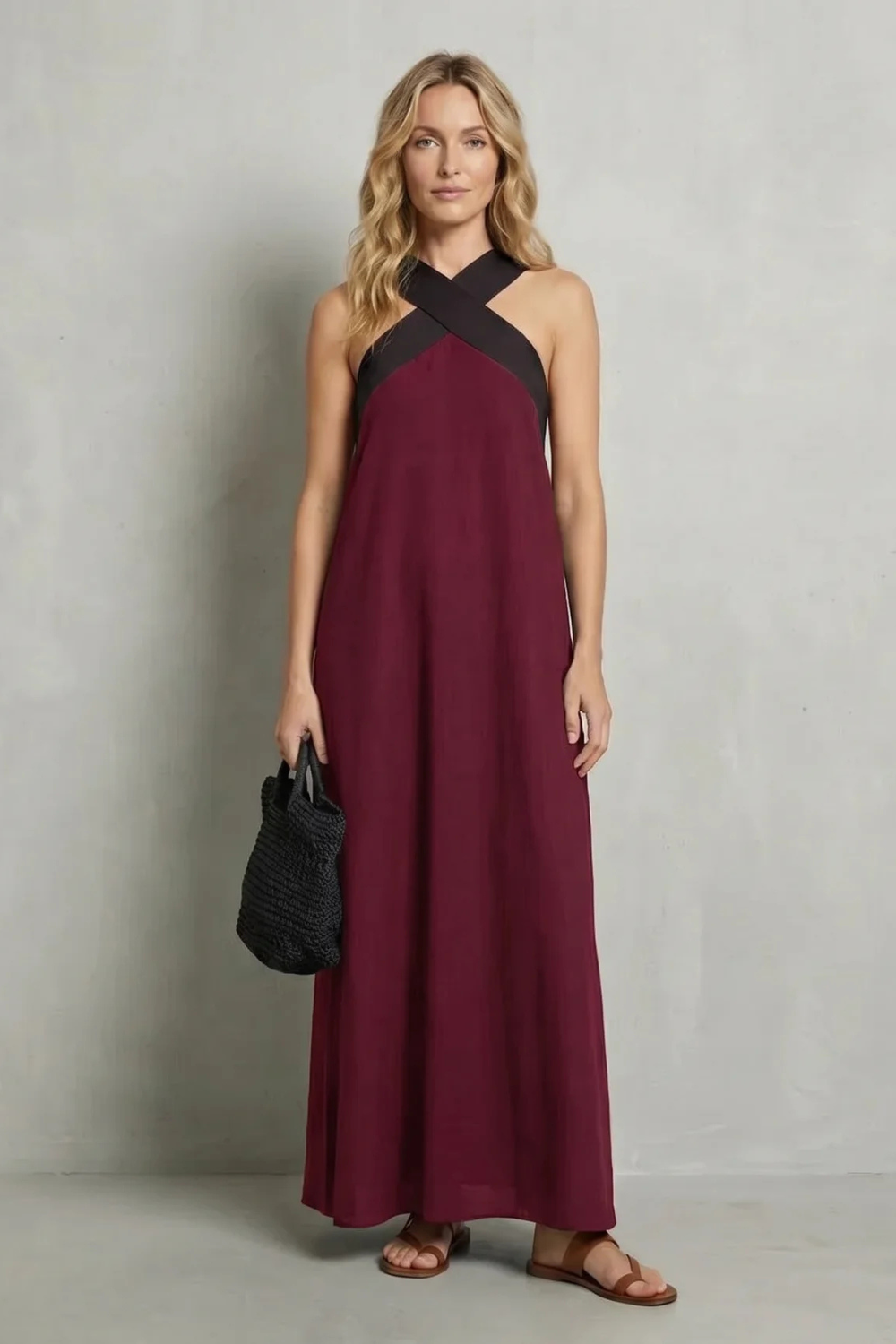Cross-halter Elegance Maxi Dress