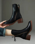 Marcel | Black Leather Ankle Boots with Comfortable Heel