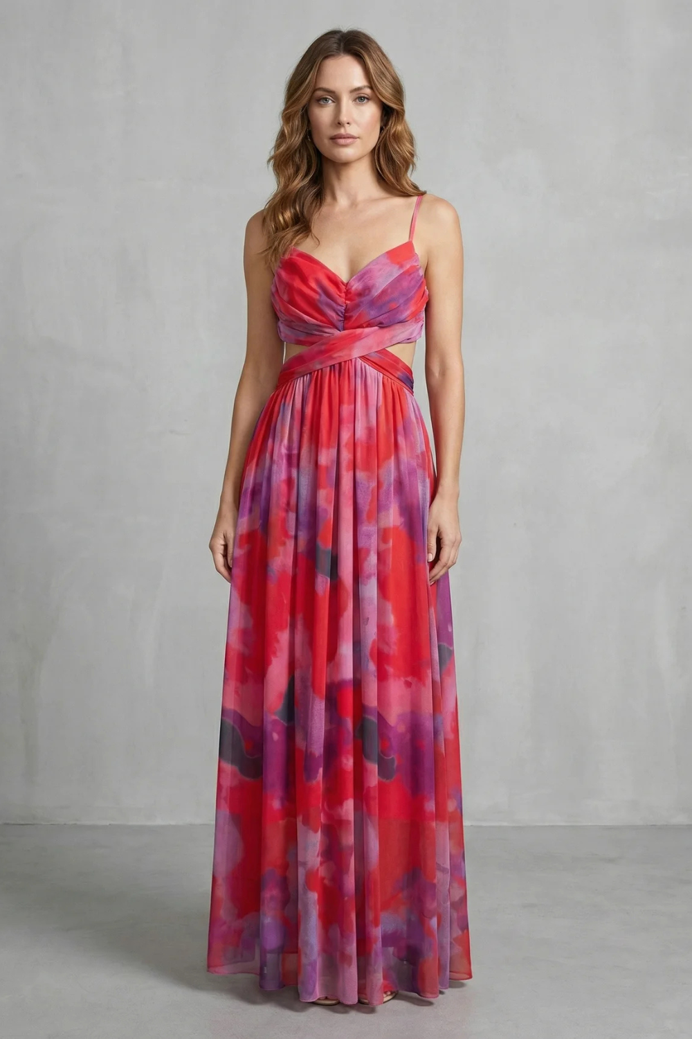 Watercolour Romance Sleeveless Maxi Dress