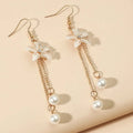 Floral Crystal Tassel Drop Earrings