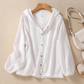 Relaxed Hooded Shirt - White