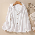 Relaxed Hooded Shirt - White