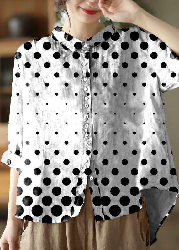 Floral Print Button-Front Blouse with Relaxed Fit and Long Sleeves