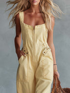Darienne™ | Casual Retro Square Neck Front Zipper Jumpsuit