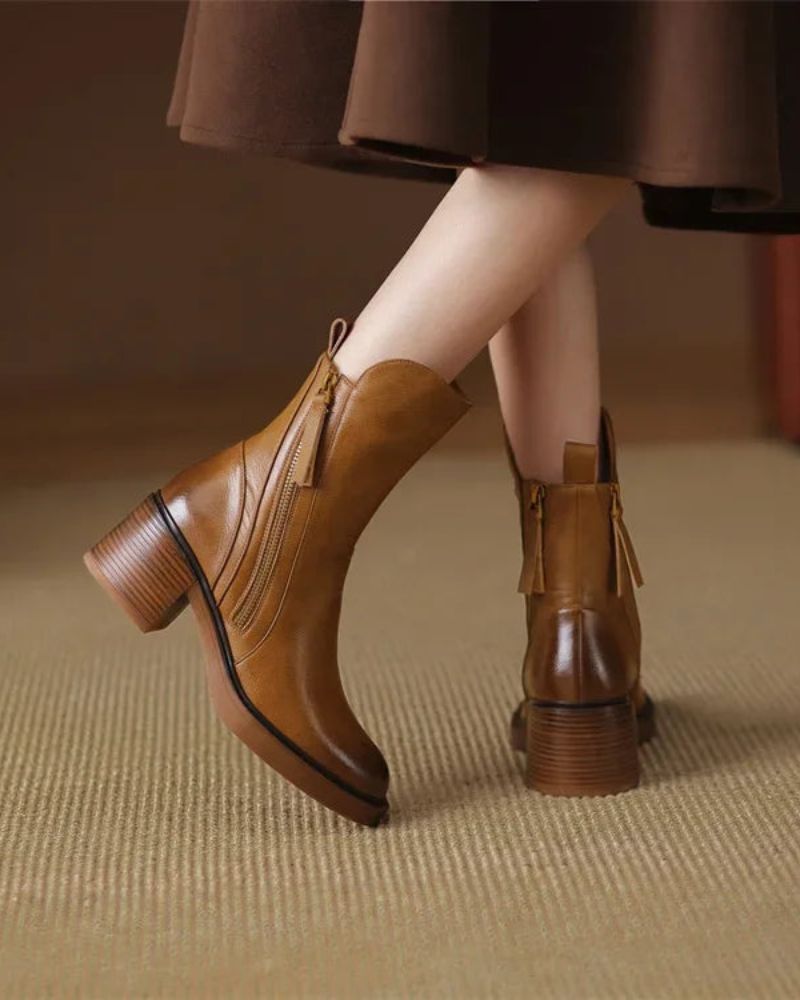 Marcel | Black Leather Ankle Boots with Comfortable Heel