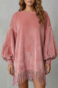 Voluminous Sleeves Fringe Mini Dress