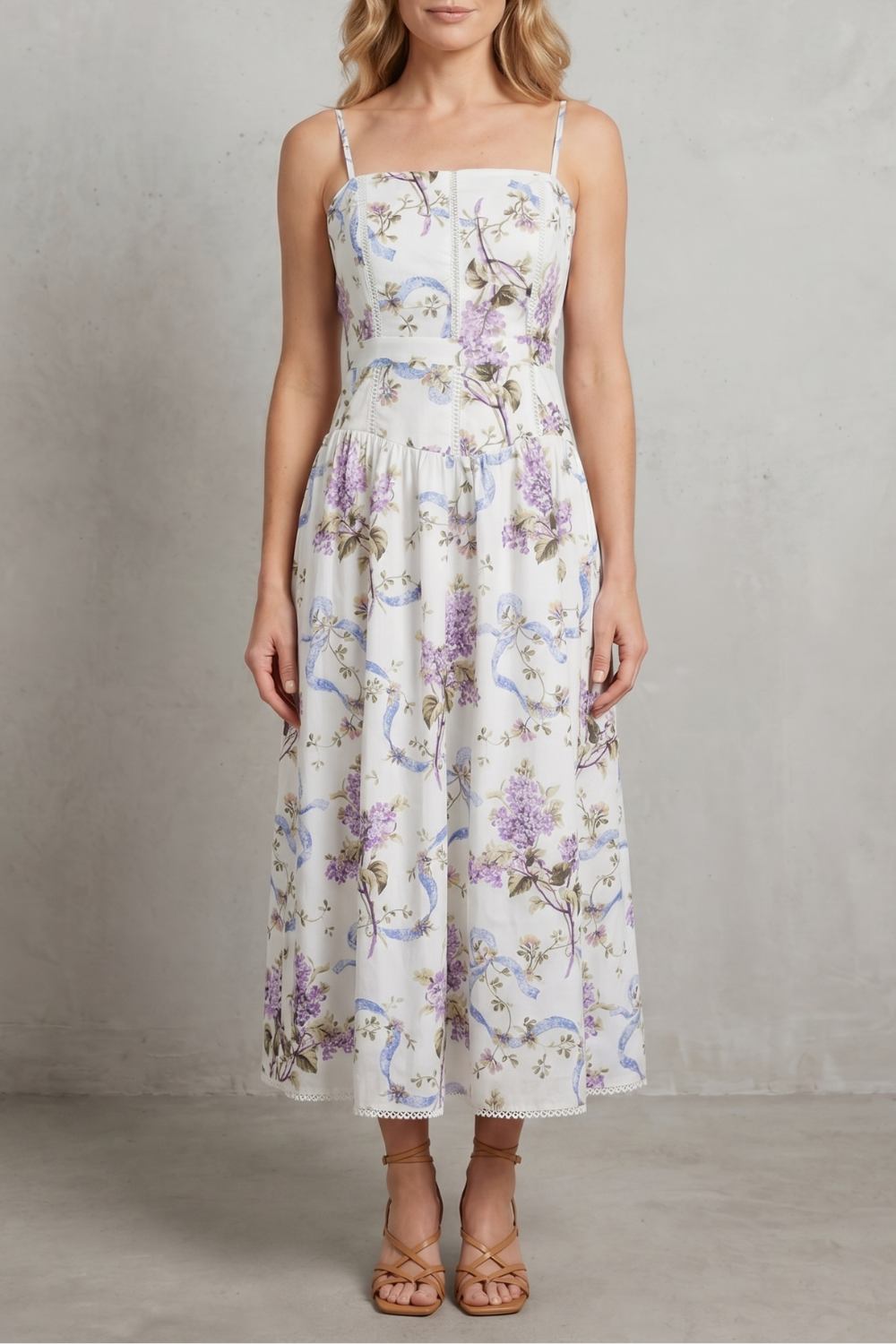 Sculpted Corset Bloom Floral Midi Dress