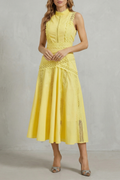 Intricate Lace Panels Elegant Midi Dress