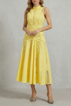 Intricate Lace Panels Elegant Midi Dress