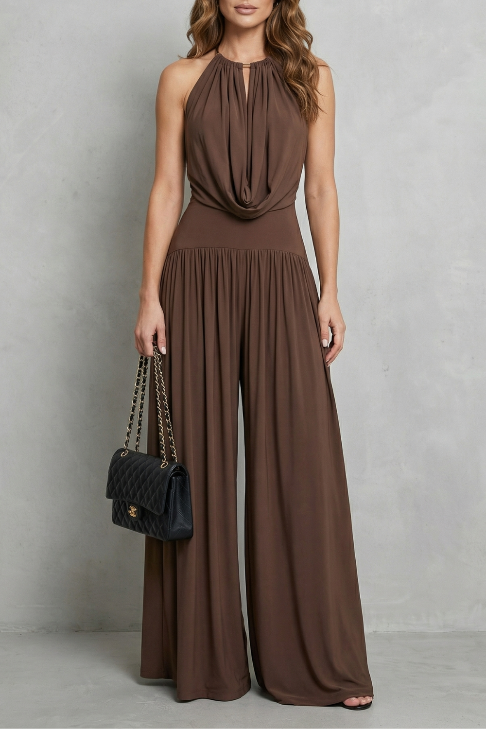Draped Halter Elegance Two Piece Set