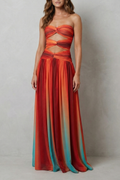 Sunset Ombré Allure Strapless Maxi Dress