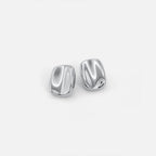 Radiant Rectangular Silver Stud Earrings