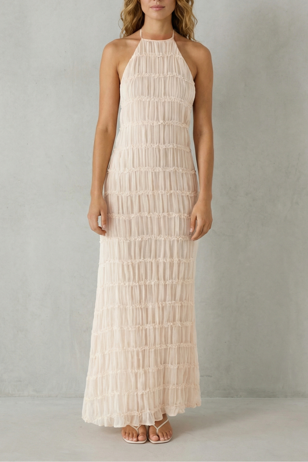 Modern Texture Women’s Backless Sculpted Texture Maxi Dress