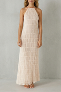 Modern Texture Women’s Backless Sculpted Texture Maxi Dress