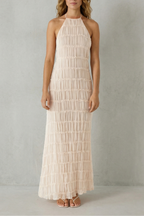 Modern Texture Women’s Backless Sculpted Texture Maxi Dress