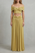 Golden Glow Women’s Off-Shoulder Ruched Skirt Set