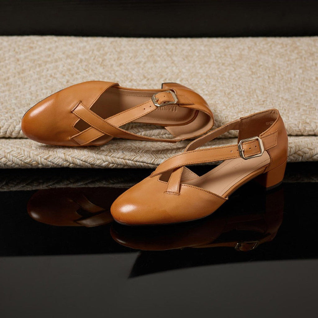 Maelis Crossstrap Leather Heels