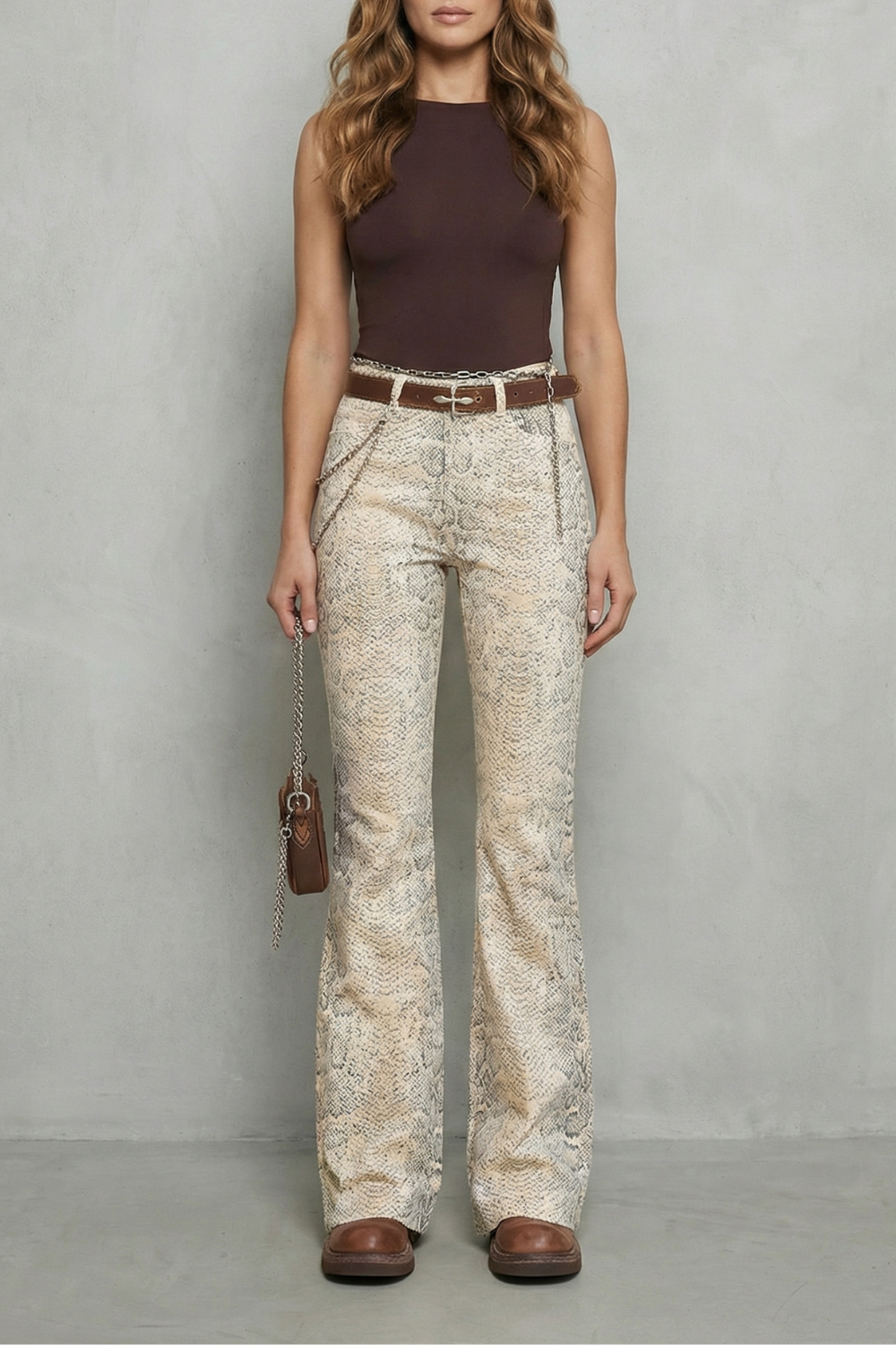 Snake Print Elegance Palazzo Jeans