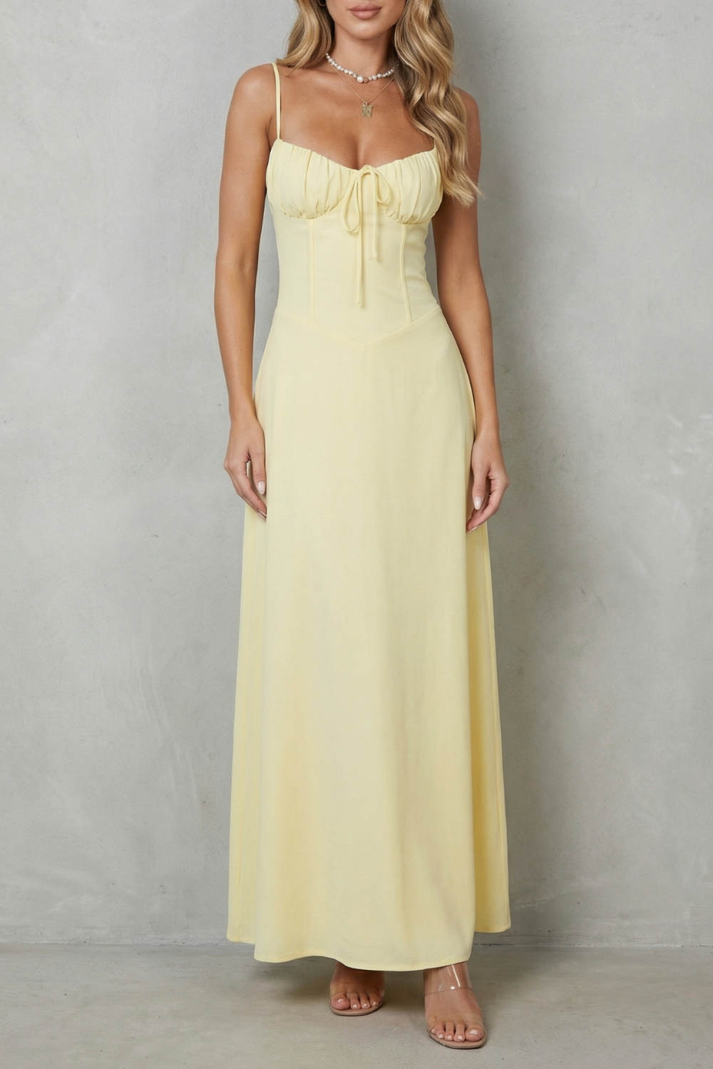 Soft Corset Charm Sleeveless Flowing Maxi Dress