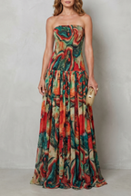 Off-shoulder Printed Flow Maxi Dress