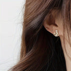 Golden Cat Zirconia Butterfly Stud Earrings