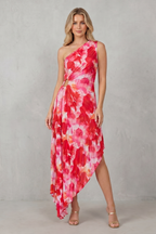 Bold Bloom Women’s One-Shoulder Printed Maxi Dress