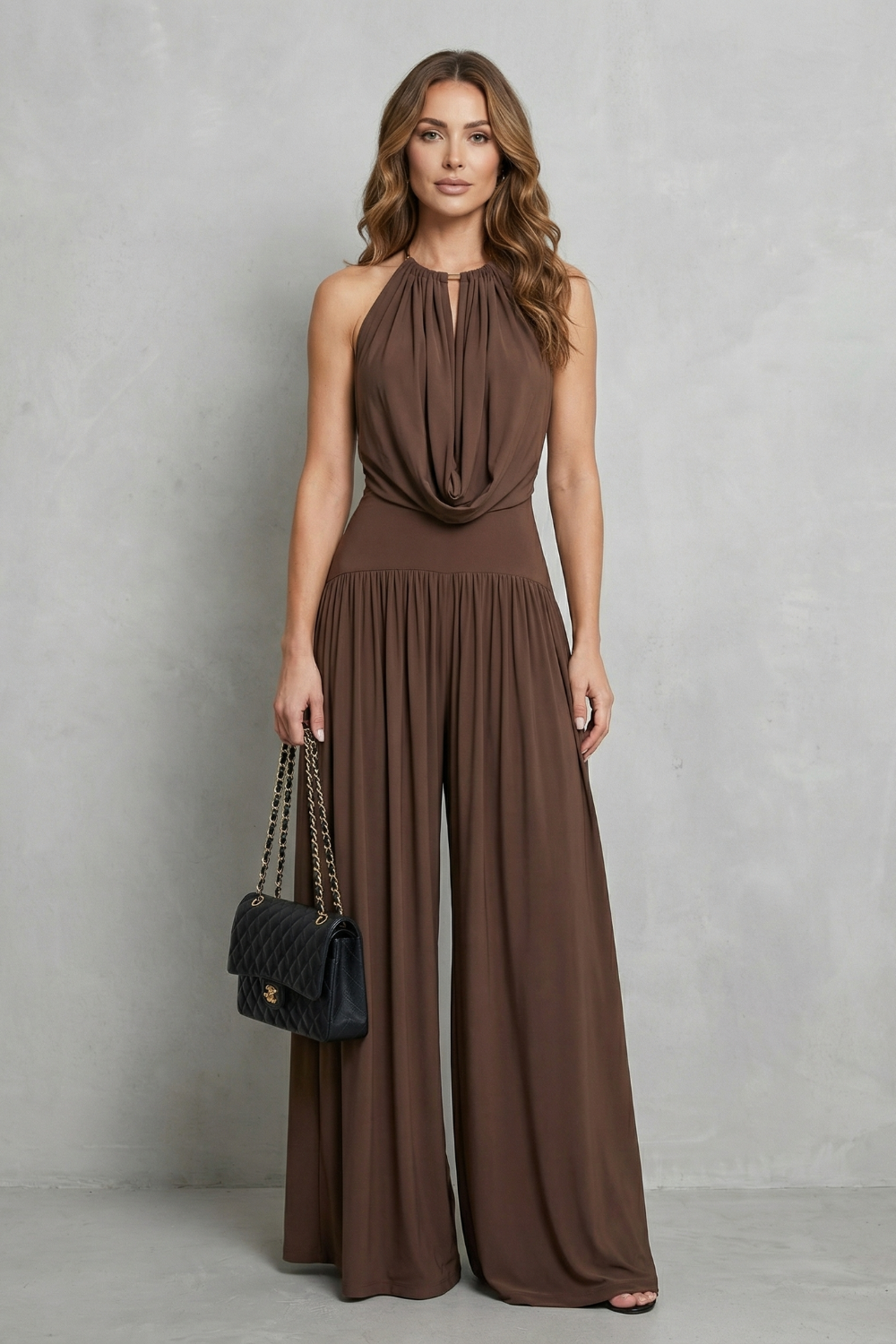 Draped Halter Elegance Two Piece Set