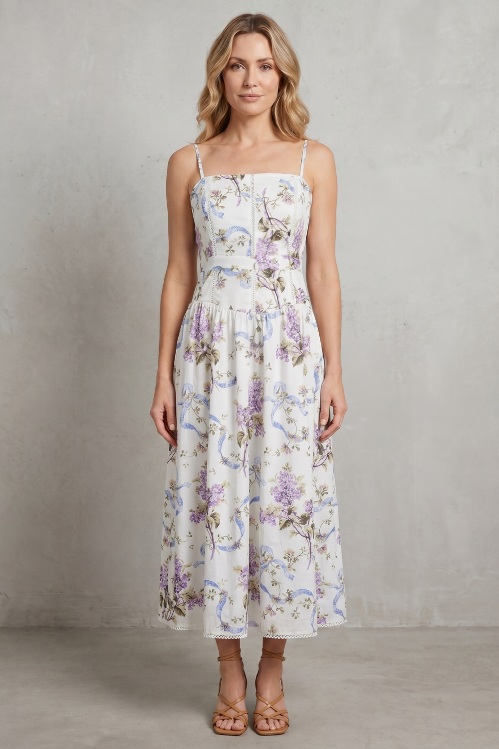 Sculpted Corset Bloom Floral Midi Dress