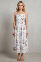 Sculpted Corset Bloom Floral Midi Dress