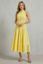 Intricate Lace Panels Elegant Midi Dress